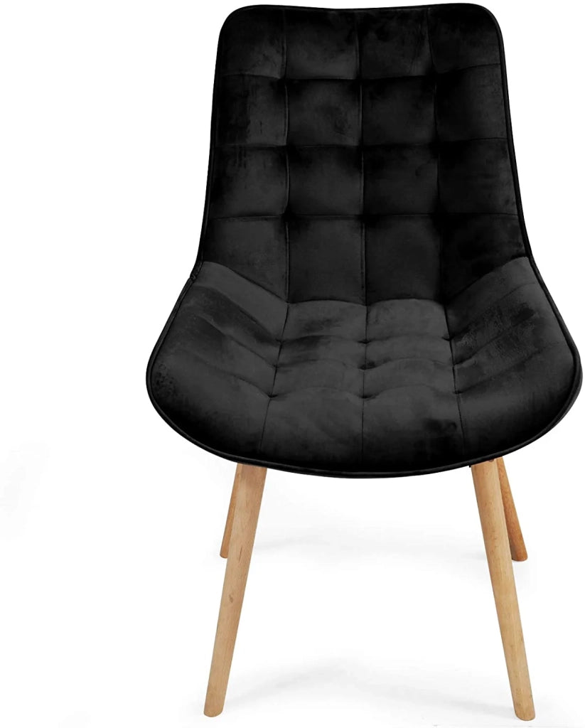 Set di 6 sedie per soggiorno e sala da pranzo con gambe in legno e velluto nero 01_0000731