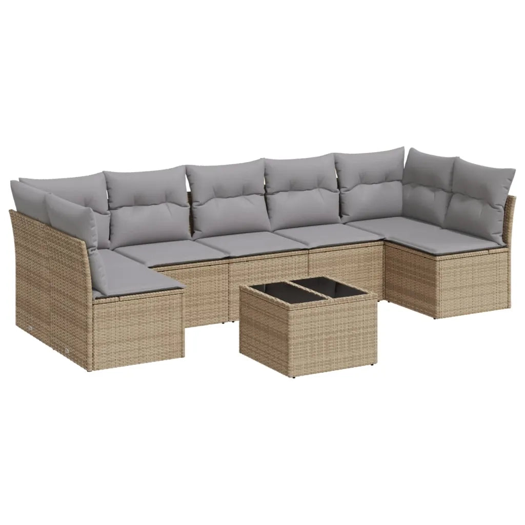 Set Divano da Giardino 8 pz con Cuscini Beige in Polyrattancod mxl 116354