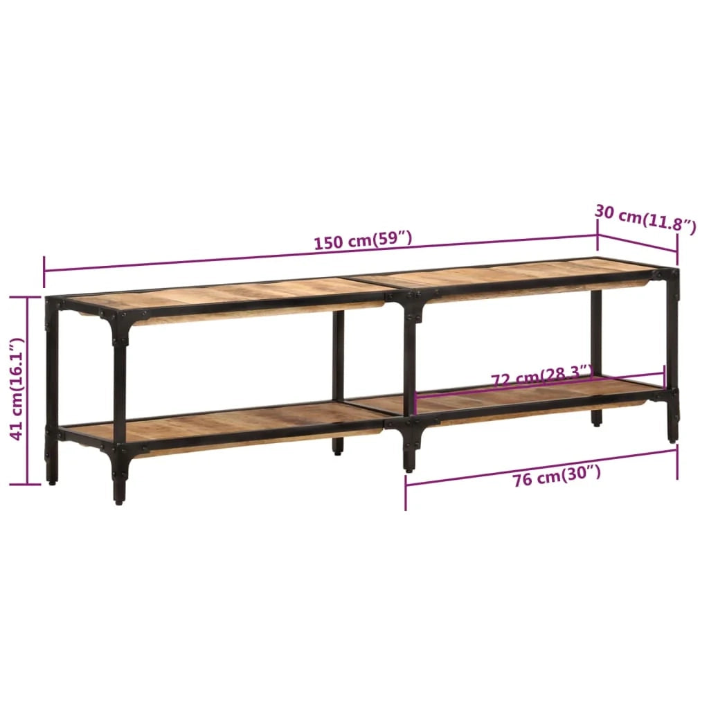 Mobile TV multimediale mensola TV credenza TV sala da pranzo soggiorno camera da letto 150 x 30 x 41 cm legno massello di mango marrone 02_0025963