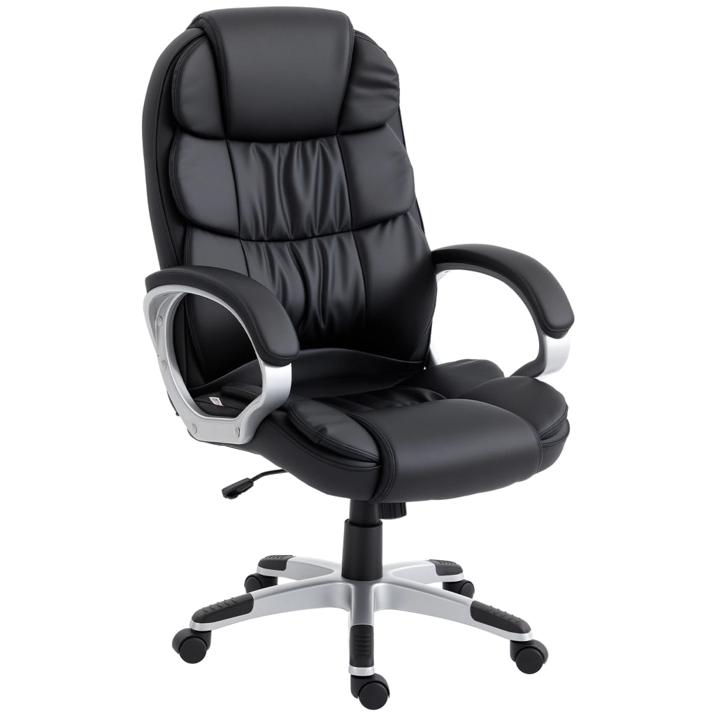 Sedia Ufficio Ergonomica Girevole in Pelle ¨C Zephmum ¨C Nero, Altezza Regolabile