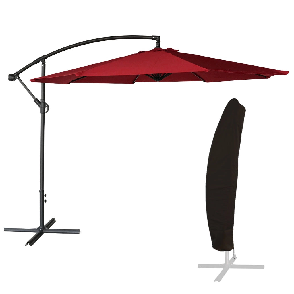OAHUOmbrellone rotondo diametro 3m rosso + copertura