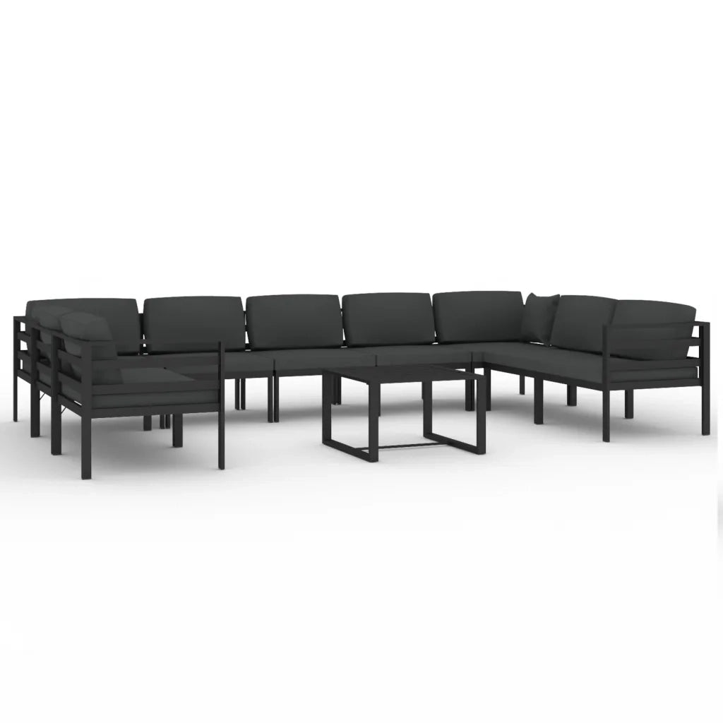 Set Divani da Giardino 10 pz con Cuscini in Alluminio Antracite cod mxl 35817