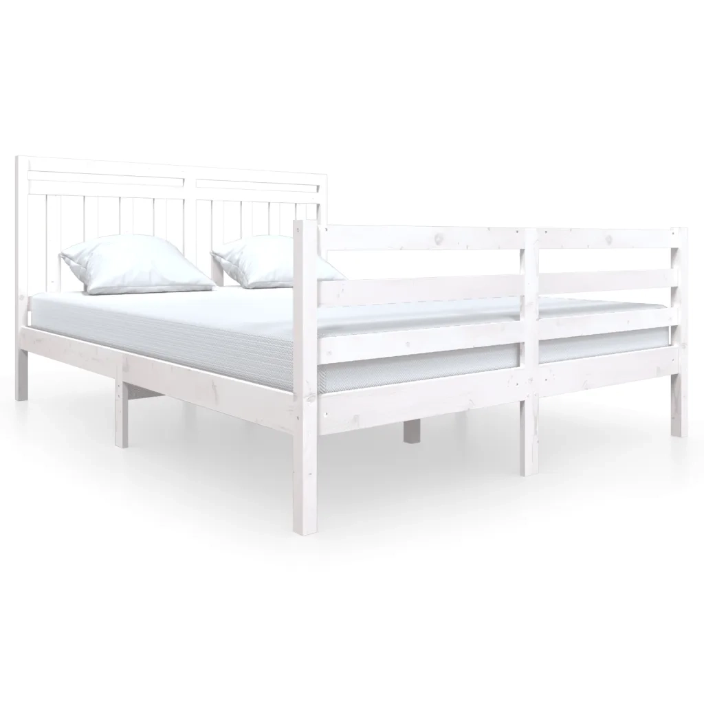 Giroletto-Struttura Letto Bianco in Legno Massello 160x200 cm 437264