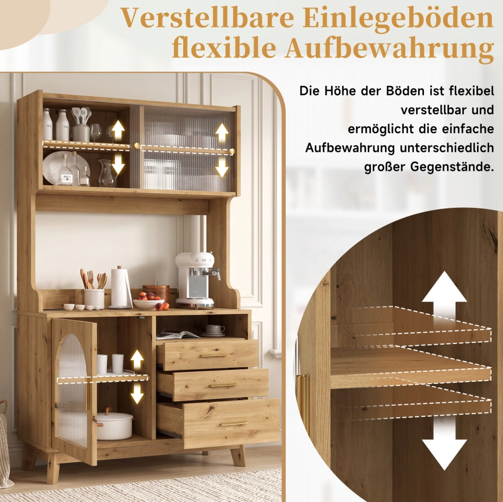 Credenza alta con ampio spazio contenitivo 100;5x40x178 cm in truciolare colore legno