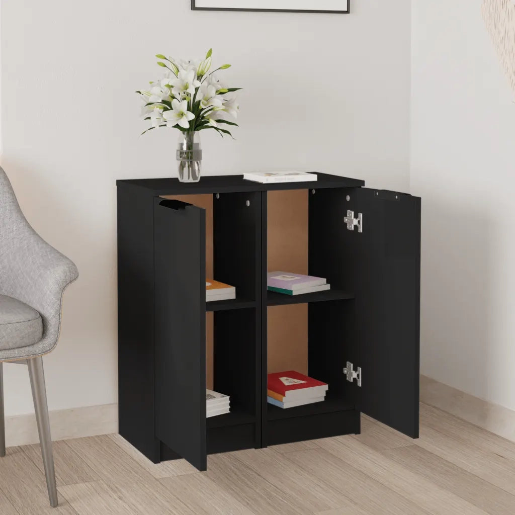 Credenze 2 pz Nere 30x30x70 cm in Legno Multistrato 811136