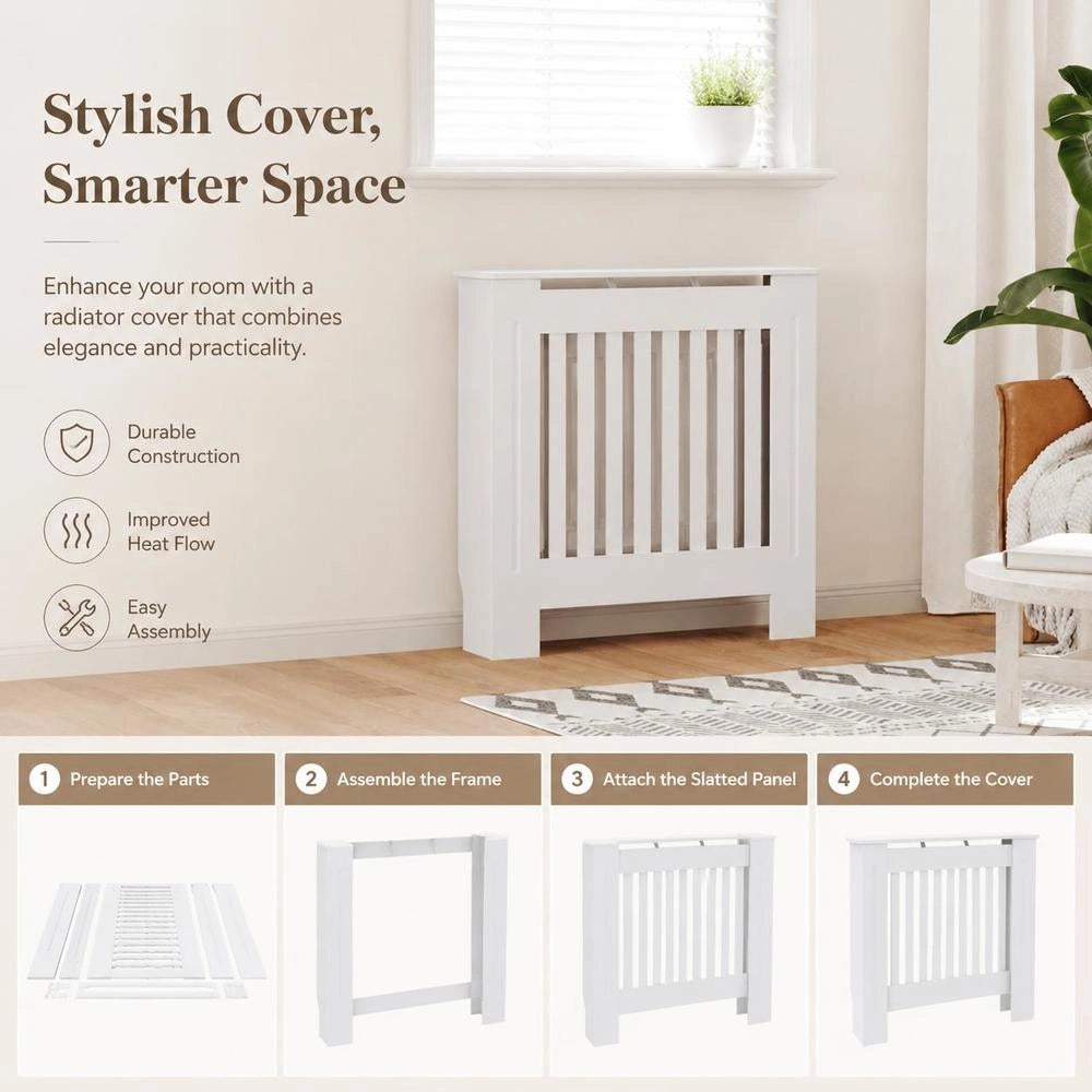 MDF Radiator Cover, White, 78 Cm