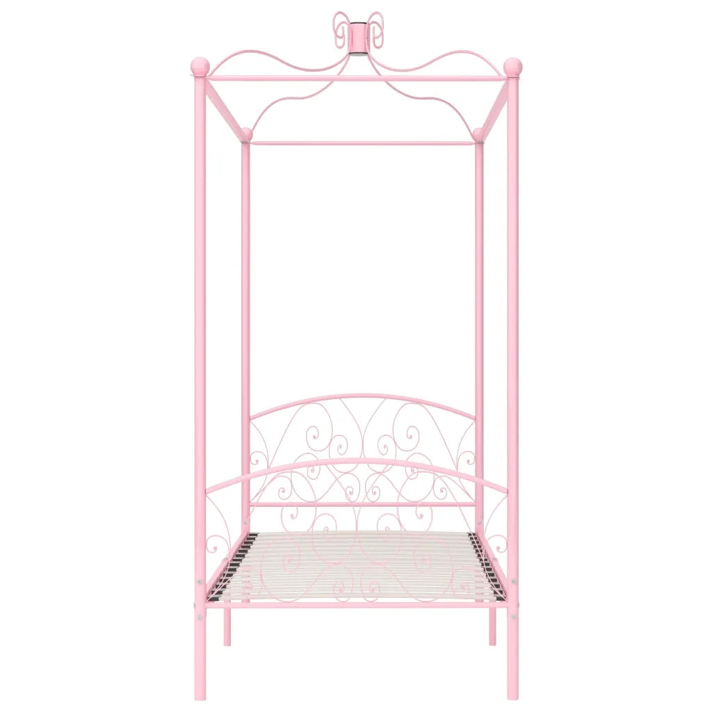 Letto a Baldacchino Rosa in Metallo 90x200 cm 284486