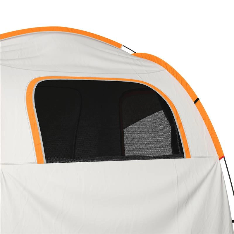 TENDA PER AUTO IMPERMEABILE A 3 PORTE IN POLIESTERE, PE E FIBRA DI VETRO, 239X210X210 CM, GRIGIO E ARANCIONE