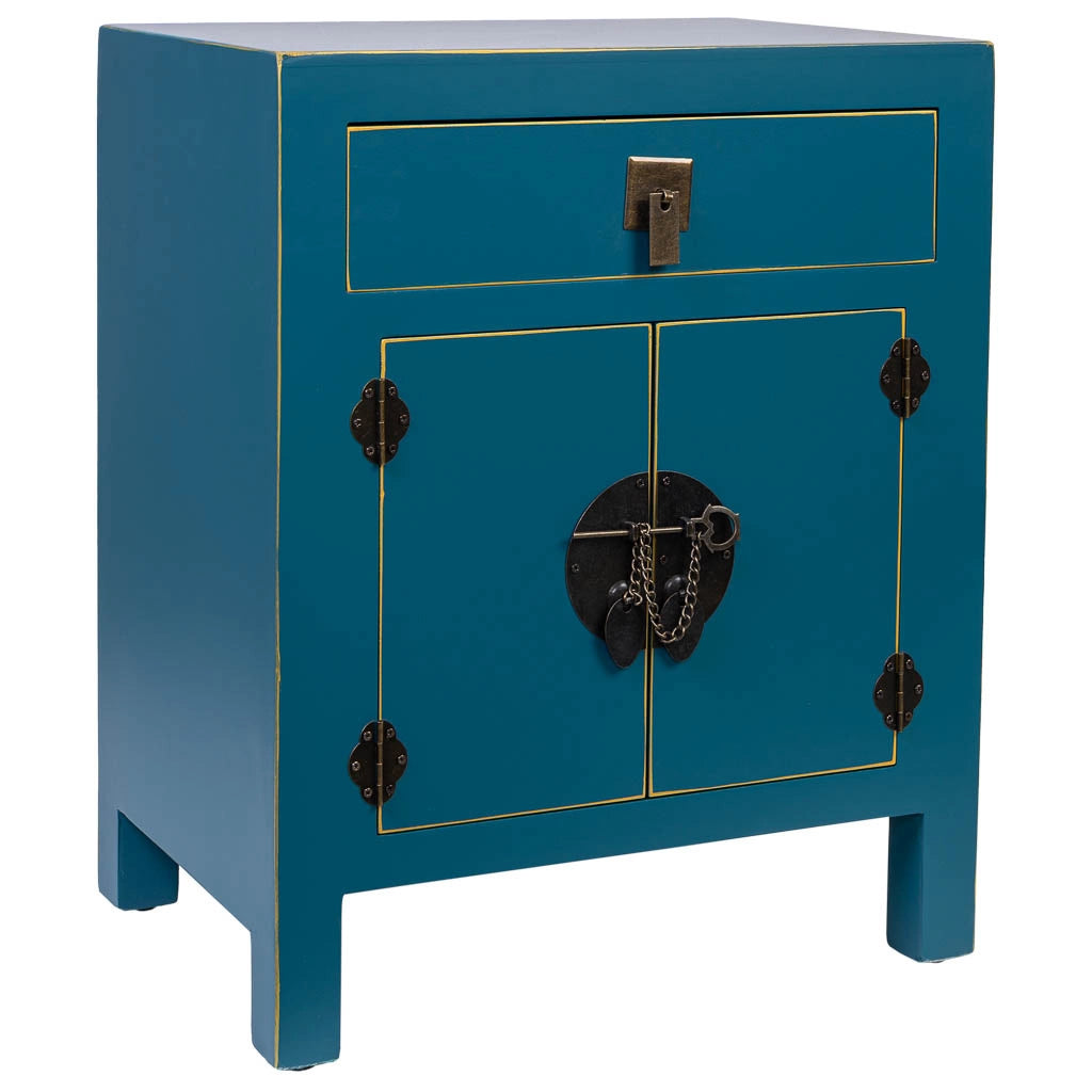 Comodino in legno con 1 cassetto e 2 porte 44,5x32x55h cm