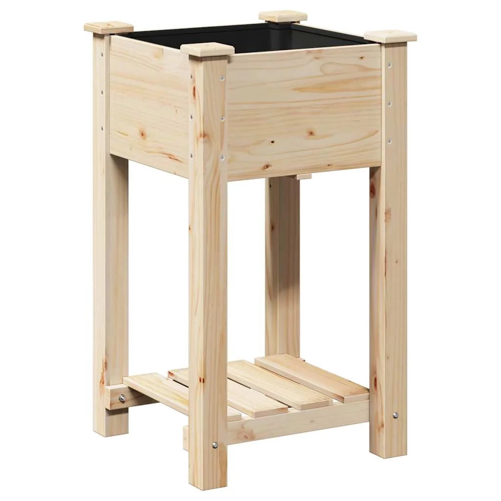 Fioriera da giardino con pratico ripiano rettangolare per esterni 45 x 45 x 76,5 cm legno di abete beige 02_0058848