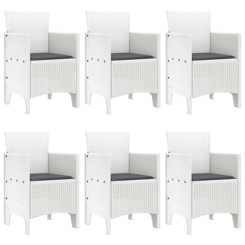 Set da Pranzo per Giardino 7 pcs Bianco Rattan Polt 3378565