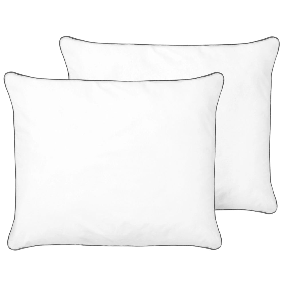 Set di 2 guanciali in cotone di Japara bianco imbottitura in microfibra di cotone 50 x 60 cm alto profilo design tradizionale