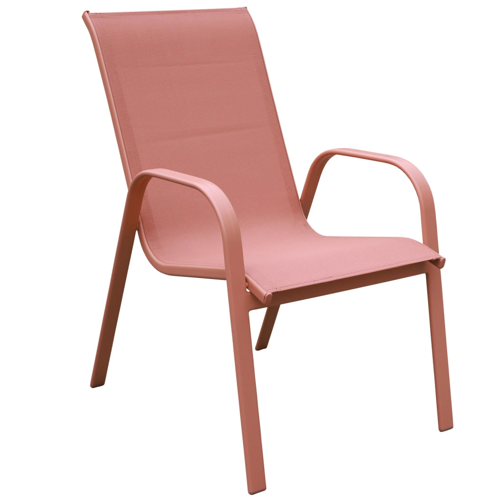 Set di 8 sedie MARBELLA in textilene terracotta - alluminio terracotta