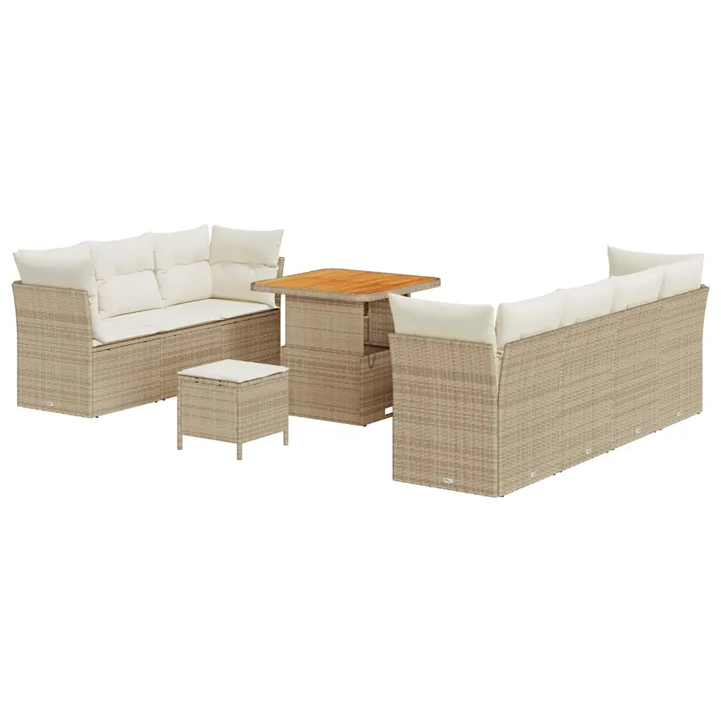 Set Divano da Giardino con cuscino 10 pcs beige e panna