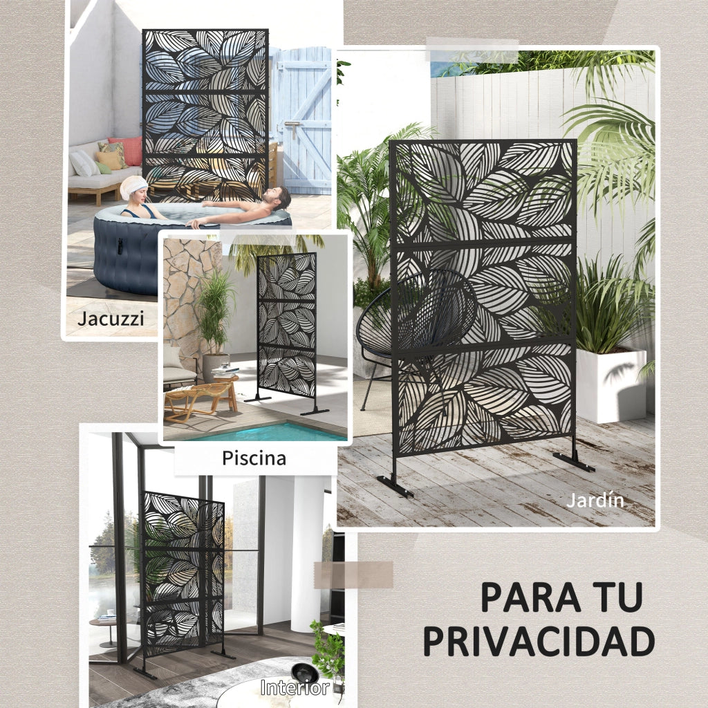 Separatore Ambienti con 3 Pannelli in Acciaio ¨C zephmum ¨C Nero 122x45x198 cm
