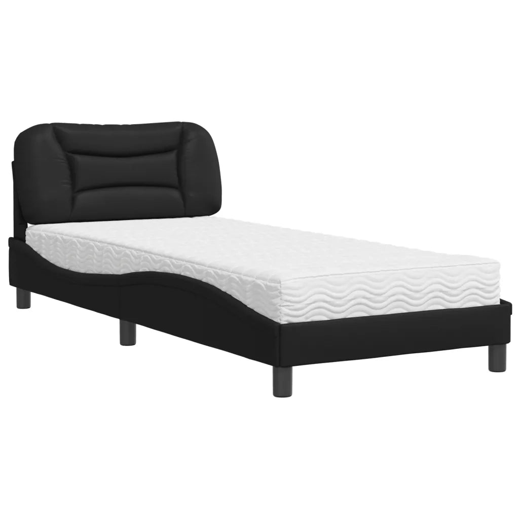 Letto con Materasso-Struttura Letto con Materasso Hvar Nero 80x200 cm in Similpelle