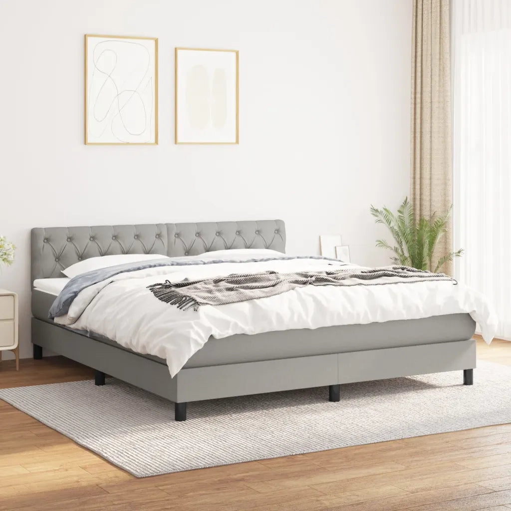 Giroletto a Molle con Materasso Grigio Chiaro160x200 cm Tessuto 3140305