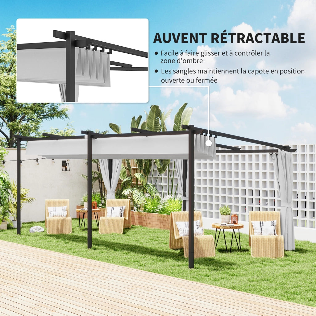 Pergola retrattile con pareti laterali ¨C zephmum ¨C Grigio 3x6 m