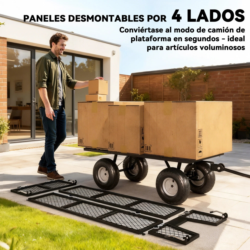 Carrello Giardino con Ruote e Sacchetto ¨C zephmum ¨C Verde 105x51x54 cm