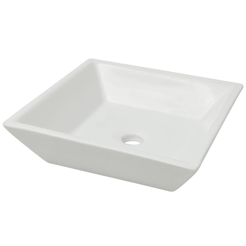 Lavabo quadrato in ceramica 41,5 cm lavabo da appoggio bianco 02_0002531