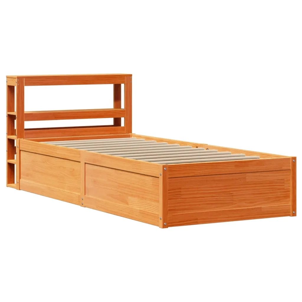 Giroletto con Testiera Marrone Cera 100x200 cm Massello Pino 3306350