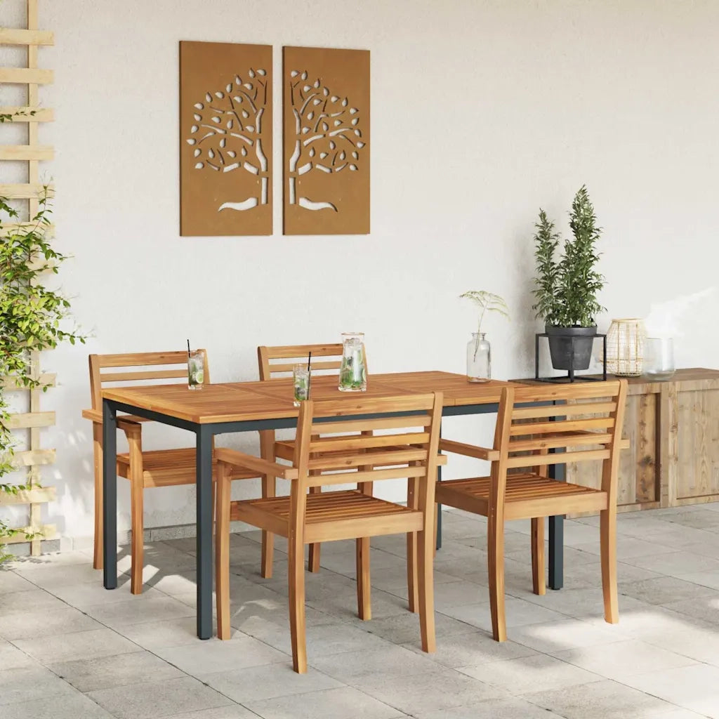 Tavolo da Esterno Naturale e Nero 150 x 90 x 75 cm 4010611