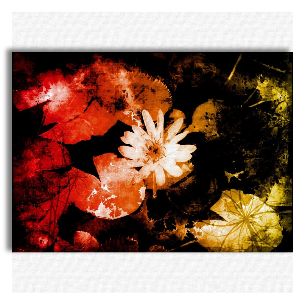 Decorazione Floreale Grunge - Quadro Canvas su telaio in legno Misura: 140x100 cm