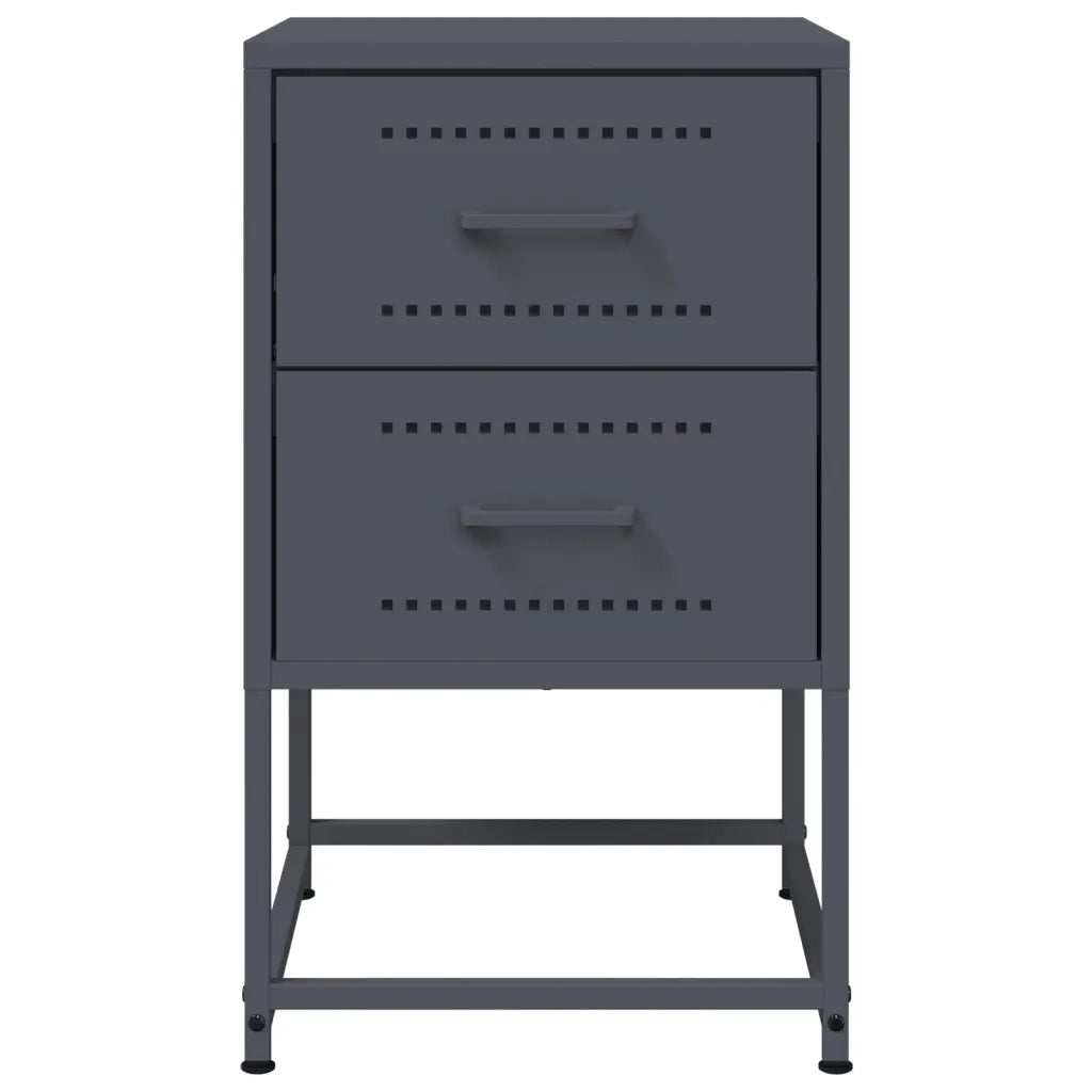 Comodini 2 pz-Set di 2 Tavolino da notte Antracite 36x39x60,5 cm in Acciaio 195839