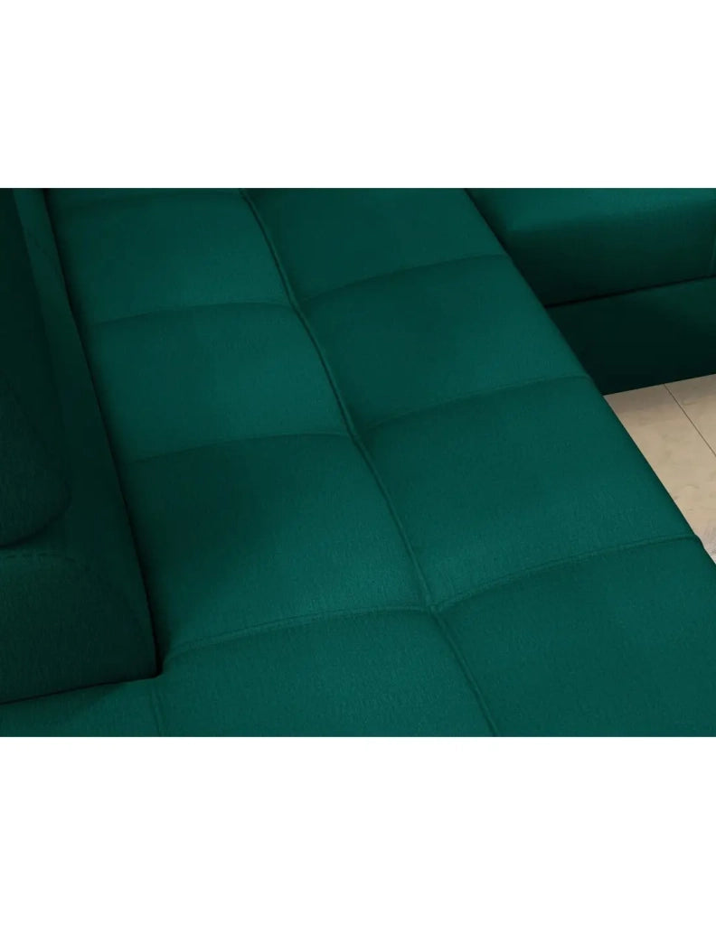 Divano angolare convertibile PALAZZO 4 posti verde scuro – angolo destro con 1 cuscino