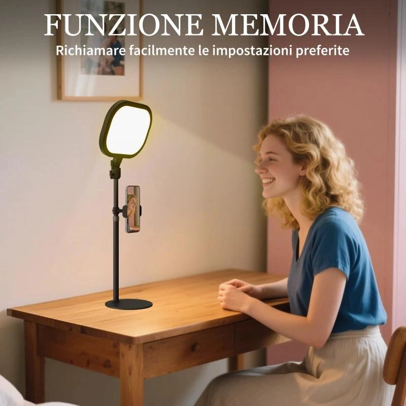 LAMPADA DA SCRIVANIA LED CON SUPPORTO PER TELEFONO, 5 COLORI DI LUCE E 10 LUMINOSITÓ, NERO