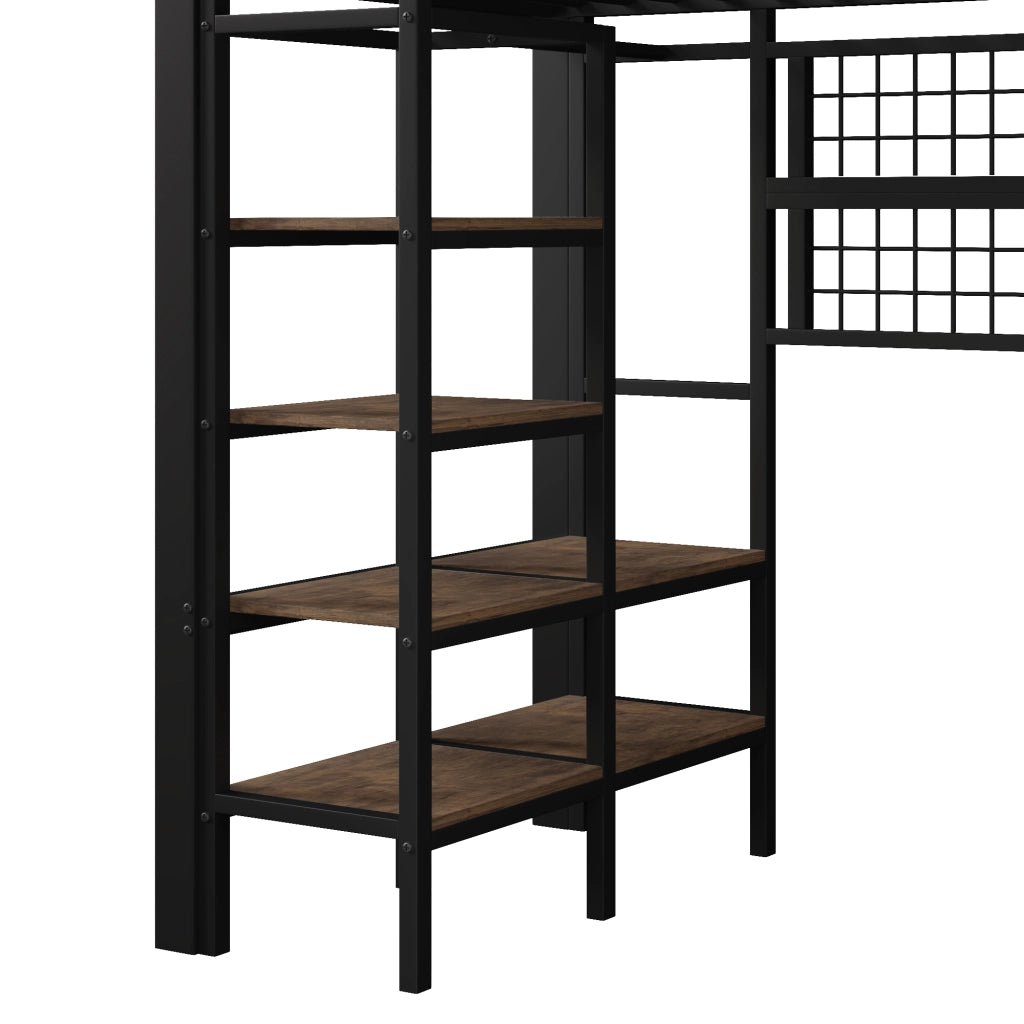 LETTO a soppalco 90x200 cm in metallo e MDF nero