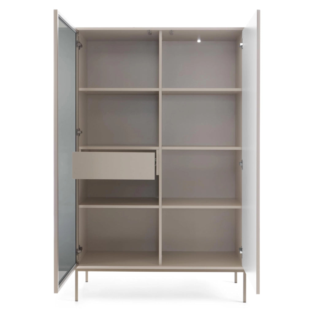 Komodee Laval WTSZ104 - Vetrina con Illuminazione a LED, Cashmere, Larghezza 104 cm, Altezza 166 cm, Profondit? 39 cm