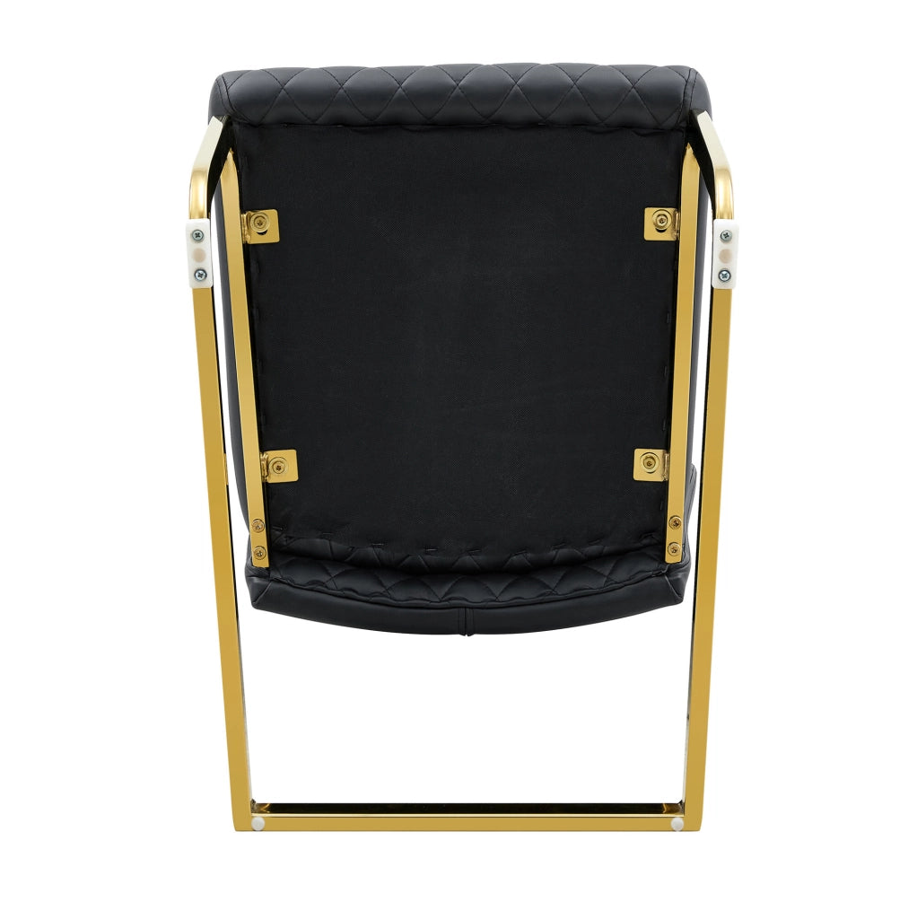 Set di 2 sedie da pranzo nere con struttura dorata