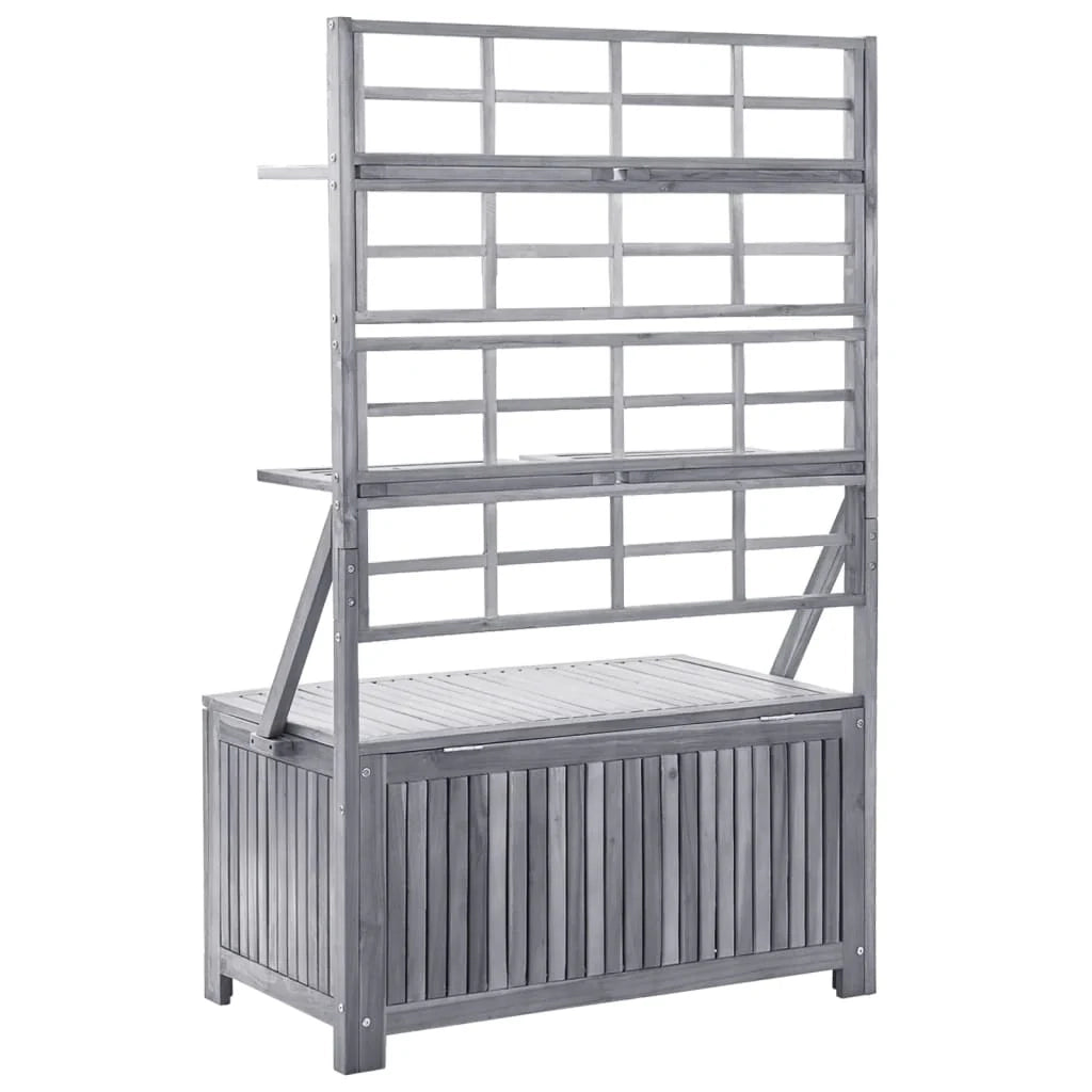 Scatola portaoggetti con rete 99 x 55 x 160 cm in massello di acacia grigio 02_0012997