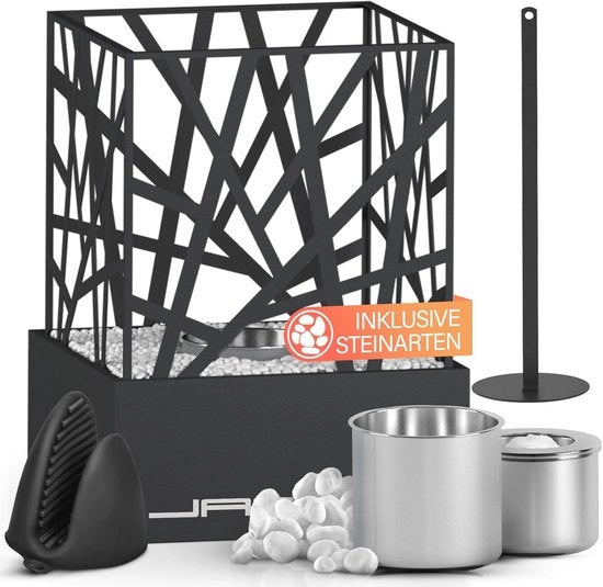 Fiamma da tavolo - acciaio inox, bio-etanolo - per interni ed esterni - zona di fiamma in vetro - fiamma da tavolo decorativa