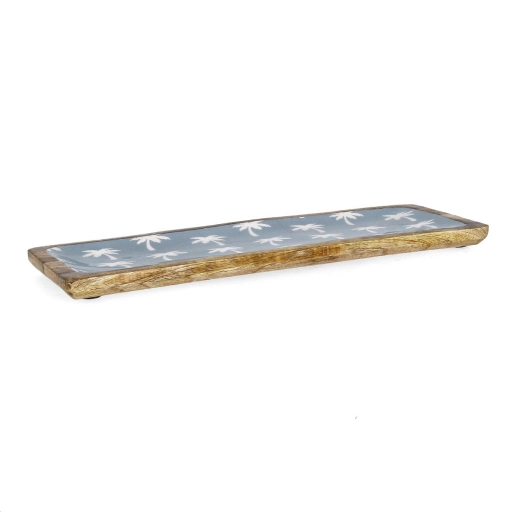 Bizzotto vassoio Keran azzurro con palme cm 45x15x2