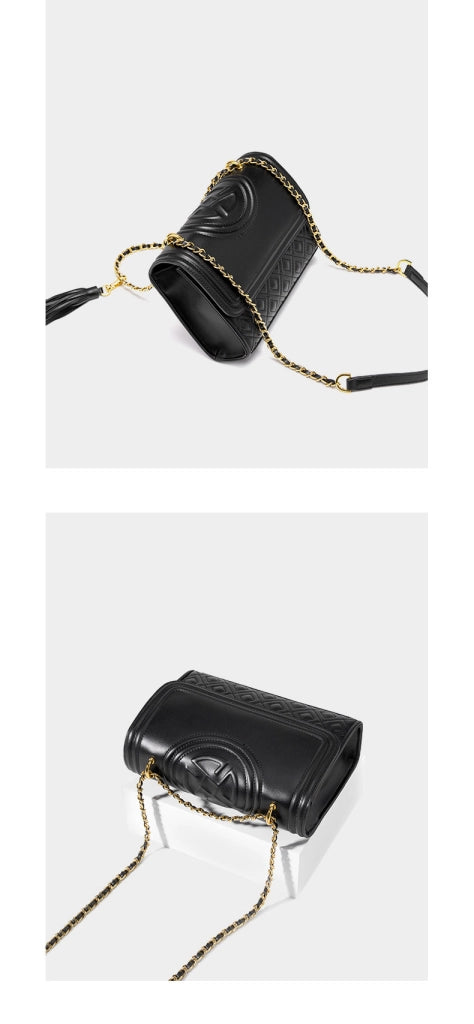 Borsa a mano media da donna in vera pelle, nera.