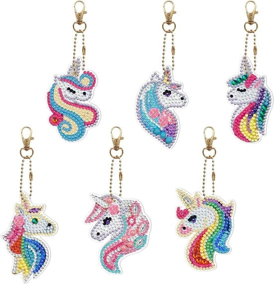 Set di pittura a diamanti 5D per 6 accessori, kit per bambini da 6 anni in su, creare le proprie clip per le chiavi, pittura a diamanti per bambini da 6 a 12 anni