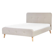 Letto a doghe Gambe in legno imbottite in tessuto poliestere beige 140 x 200 cm matrimoniale Design moderno