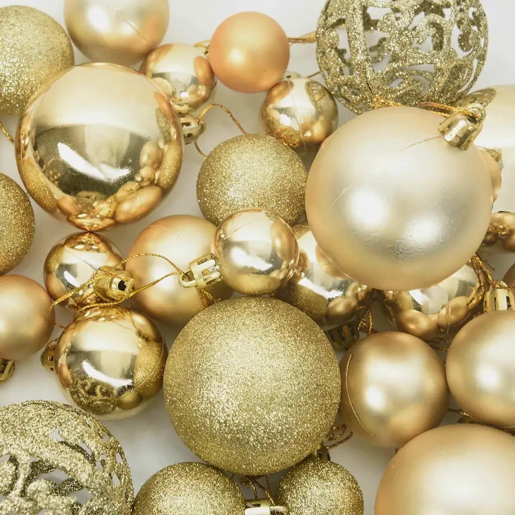 Set di Palle di Natale con 150 LED 61 pz Oro Plastica CFW1644968