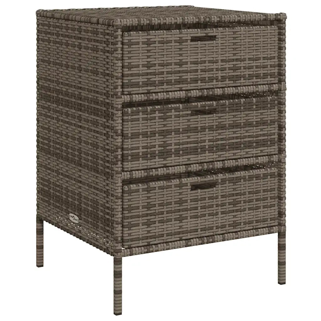 Pratico mobiletto da giardino con 3 cassetti 55 x 59 x 80 cm design moderno in resina intrecciata grigia 02_0047426