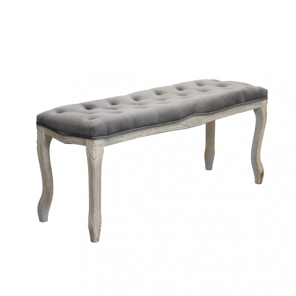 Panca Misty in Velluto Taupe 110x36x47 h cm in Legno Tortora