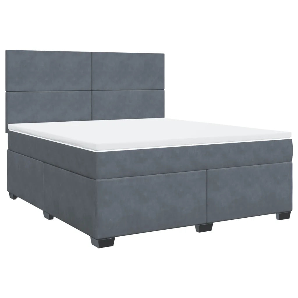Giroletto a Molle con Materasso Grigio Scuro 180x200 cm Velluto