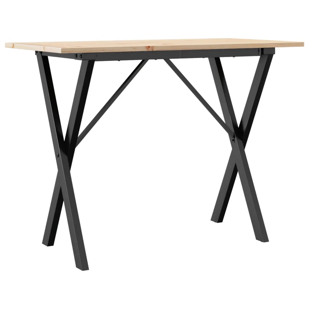 Tavolo da Pranzo Telaio a X 100x50x75 cm Legno Pino e Acciaio