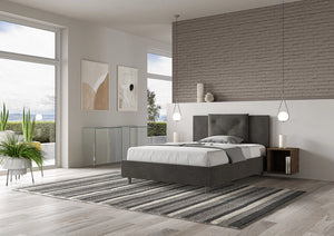 Letto Matrimoniale Francese 140x200 cm con Rete e Contenitore Appia Grigio