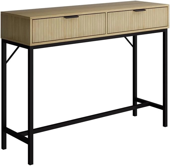 Tavolo da toilette Lennox, Rovere, 100 x 75 cm con 2 cassetti, adatto all'uso come toeletta o superficie d'appoggio