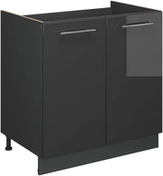 Mobile lavello cucina Fame-Line, Antracite lucido, 80 cm senza piano di lavoro, per la combinazione con altri moduli della serie Fame-Line