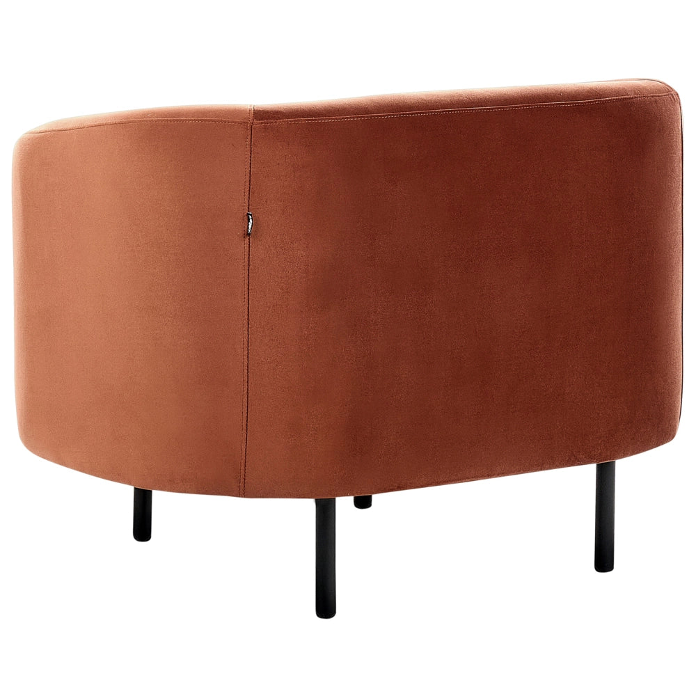 Poltrona morbida in poliestere arancione con gambe nere stile glamour retrò soggiorno