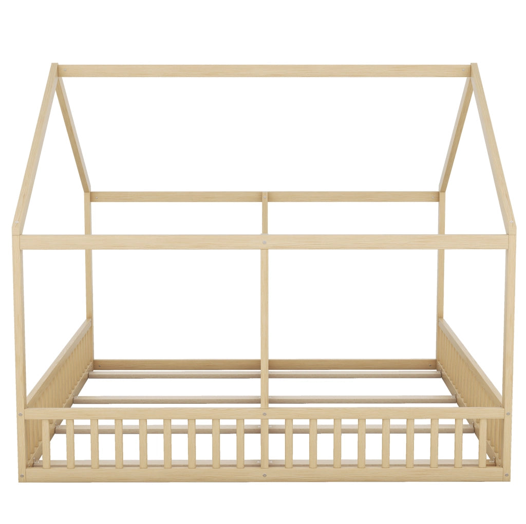 Letto doppio per bambini 2 in 1 90 x 200 cm con sponde e design a casetta