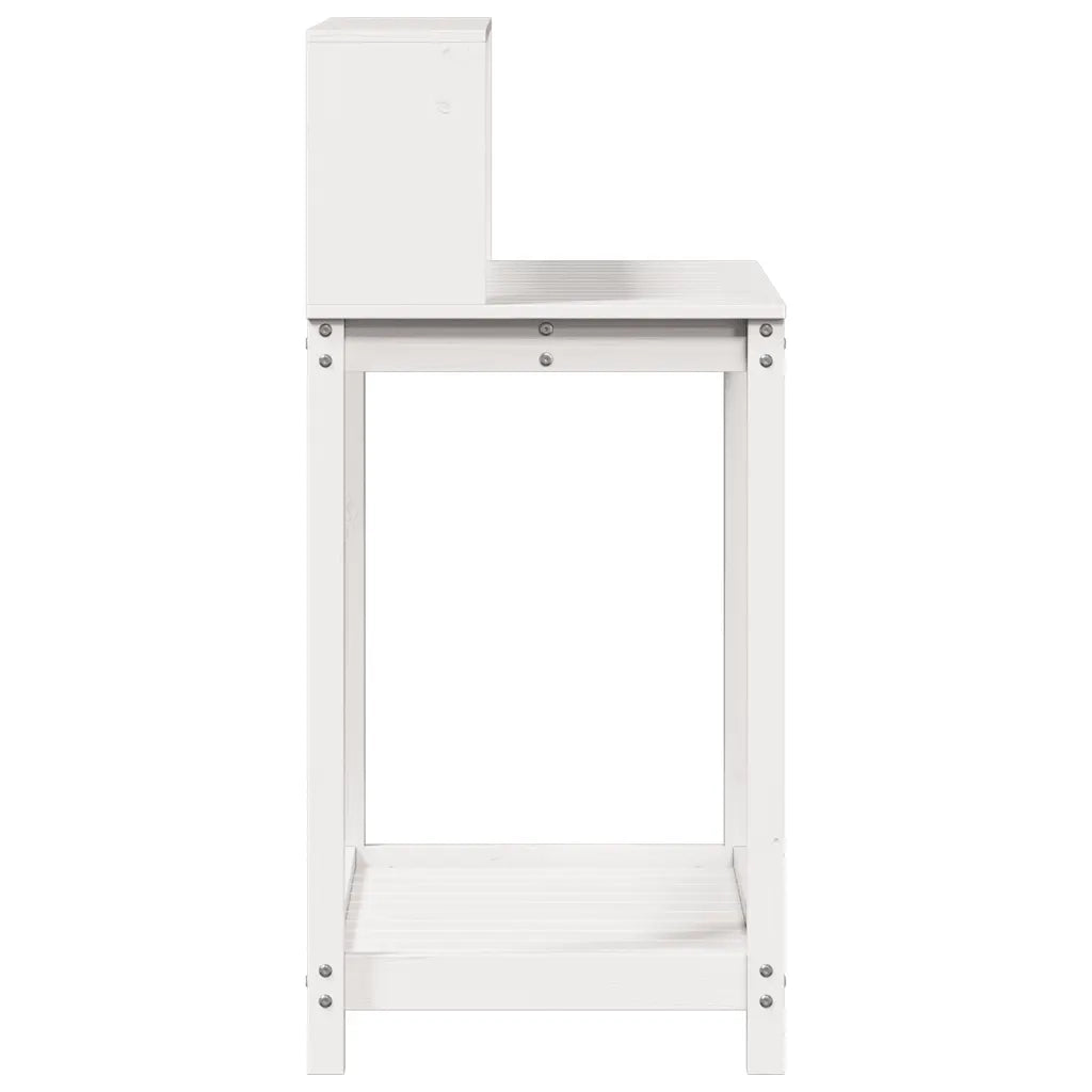 Tavolo Invaso con Ripiani-Tavolo da Lavoro con Ripiani Bianco 82,5x50x109,5 cm Massello Pino 807705